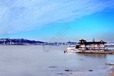 岛屿海滨城市威海风光背景