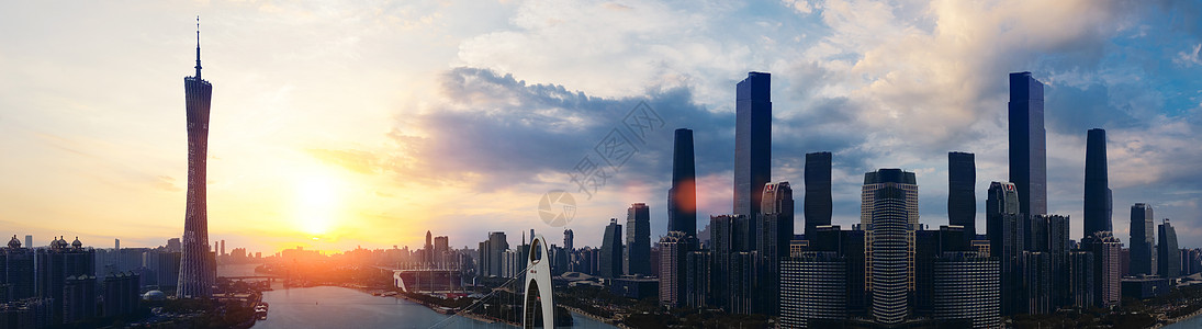 广州塔日落全景背景图片