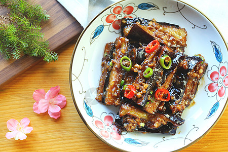 红烧茄子盖饭红烧茄子背景