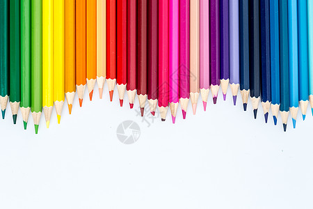 平铺静物教育设计铅笔彩色波浪形平铺创意拍摄背景