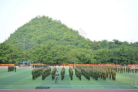 整齐划一今天，为了军训，我重返校园背景