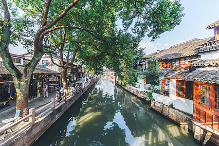 水乡建筑上海朱家角古镇古建筑群背景