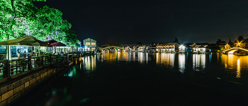 上海朱家角夜景水乡江南图片