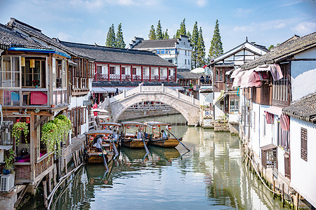 旅游朱家角古镇运河风景图片