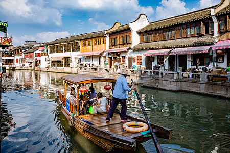 朱家角镇旅游度假朱家角古镇建筑背景