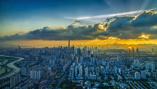 黎明的城市黄昏的深圳背景