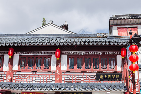 老上海茶馆红灯笼国庆喜庆背景图片