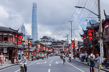上海老街红灯笼喜庆国庆背景图片