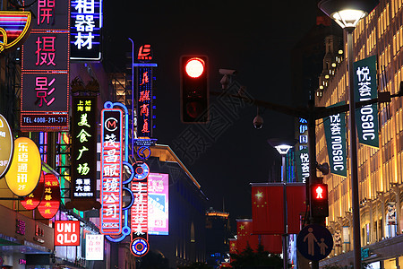 上海滩素材国庆假日上海步行街夜景背景