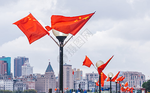 十一放假象征国庆节日的五星红旗背景