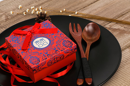 情侣复古素材中国风结婚喜饼礼盒背景