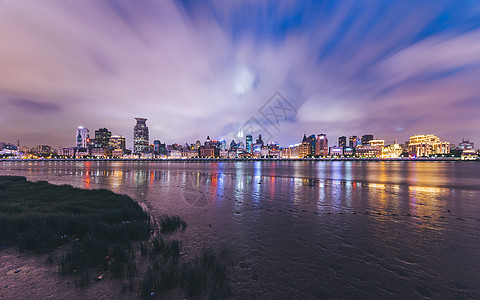 路边建筑陆家嘴滨江大道外滩夜景背景