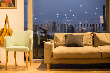 清新文艺夜景家具椅子沙发高清图片