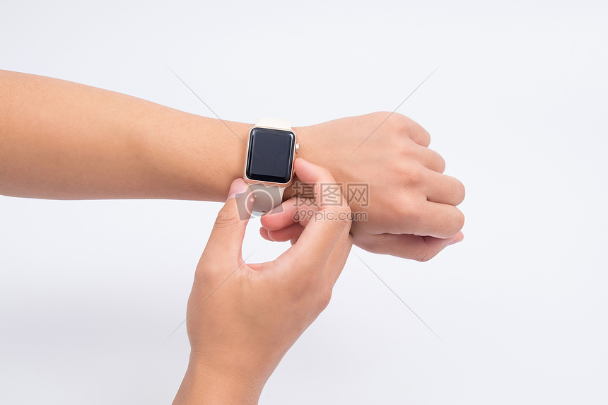 手戴智能手表操作手势图片