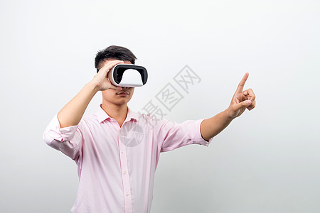 可穿戴手扶VR眼镜观看动作背景