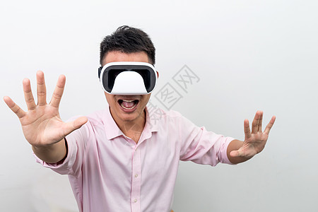 时尚男士VR虚拟现实使用体验背景