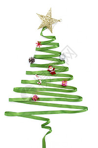 圣诞节礼物盒用缎带做成的圣诞树背景