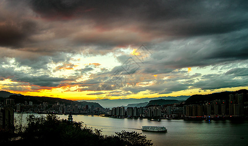 万州夜景平湖万州背景