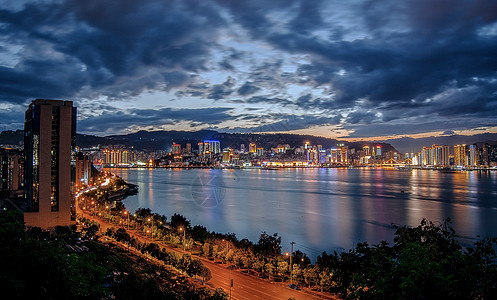 万州夜景平湖万州背景