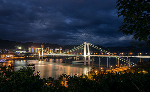 万州夜景平湖万州背景