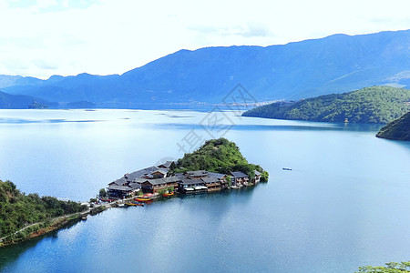 摩梭村落云南泸沽湖背景