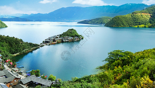 村落云南泸沽湖背景