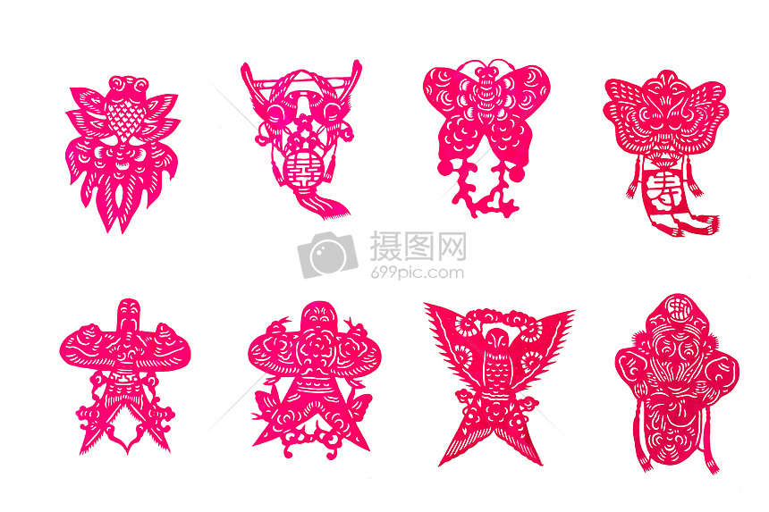 新春风筝造型中国剪纸摆拍图片