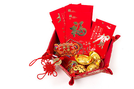 红包中国结元宝节日挂饰饰品背景图片