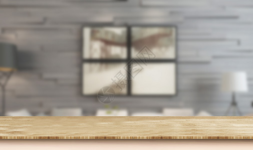 黄木头室内木板桌设计图片