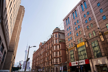 上海建筑外滩南京东路背景