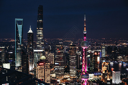 上海城市夜景陆家嘴背景图片