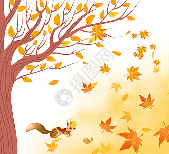秋天的童话创意立秋卡通枫叶高清图片