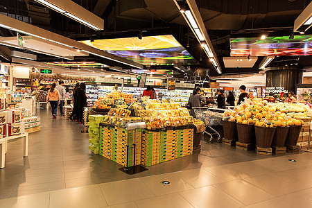 高档超市水果摊位展示背景