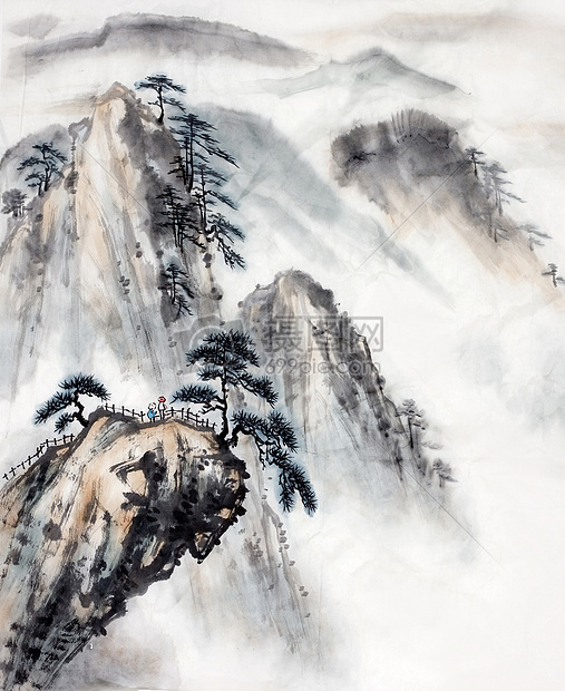 美丽的泼墨山水画