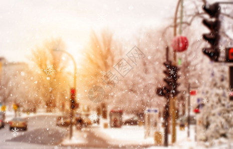雪中街角背景图片