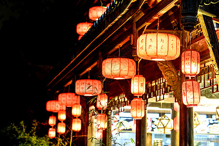 中国风建筑元素美丽的锦里夜景背景