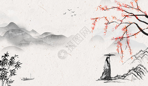 中国山水墨画刺客信条设计图片