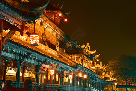 寺庙夜景美丽的都江堰风景背景