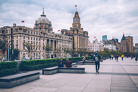 上海外滩老建筑上海滩外景背景