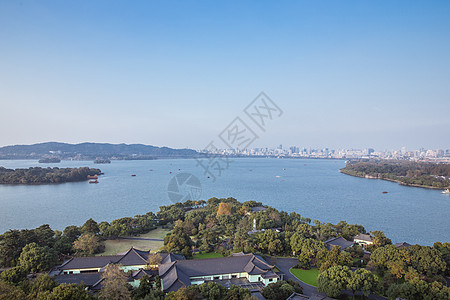 城山杭州城大气西湖交互全景背景