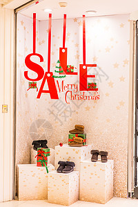 圣诞商场鞋子橱窗装扮背景图片