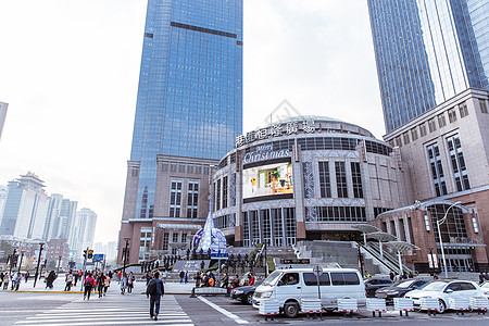 科技装饰圣诞节商场马路圣诞树背景