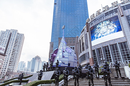 圣诞节商场装扮科技圣诞树背景图片