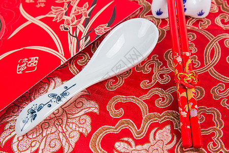 喜庆春节传统筷子汤匙图片