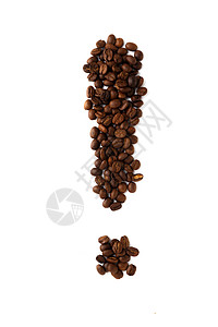 白背景上的咖啡豆感叹号背景图片