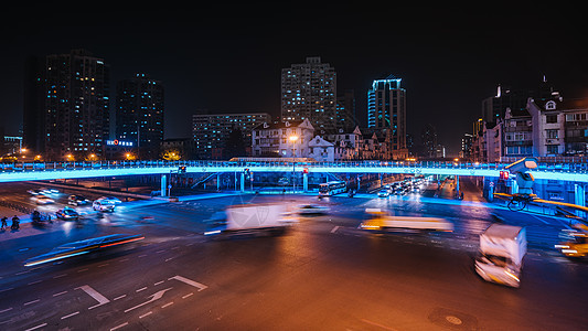 城市车流夜景慢门拍摄背景图片