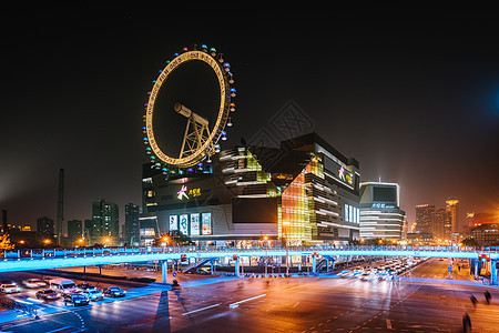 城市车流夜景慢门拍摄背景图片