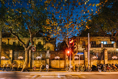 武康路街头夜景背景