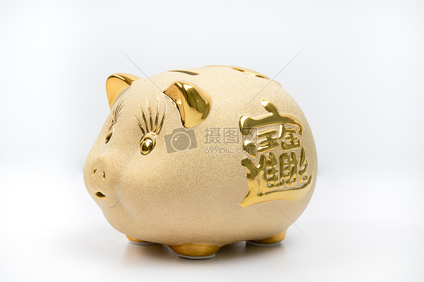 金色猪储蓄罐图片