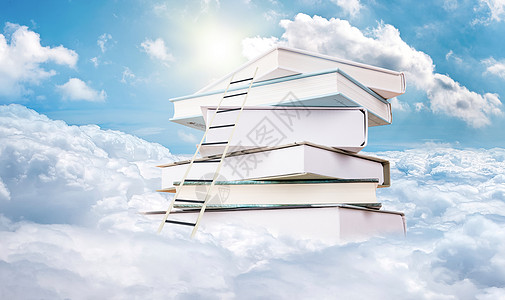 书籍背景云端上的书籍设计图片
